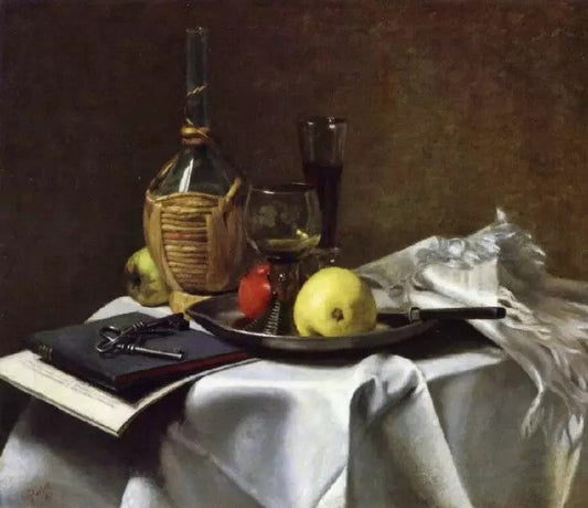 STILL LIFE WITH PEARS AND CASK