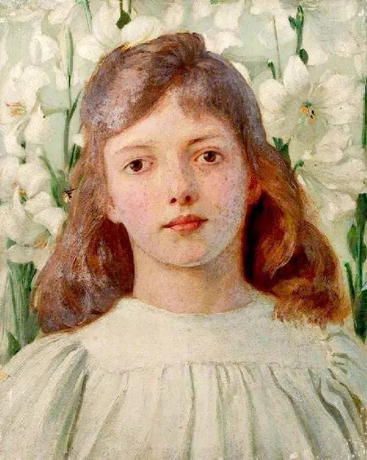 PORTRAIT OF A GIRL AMONGST MADONNA LILIES