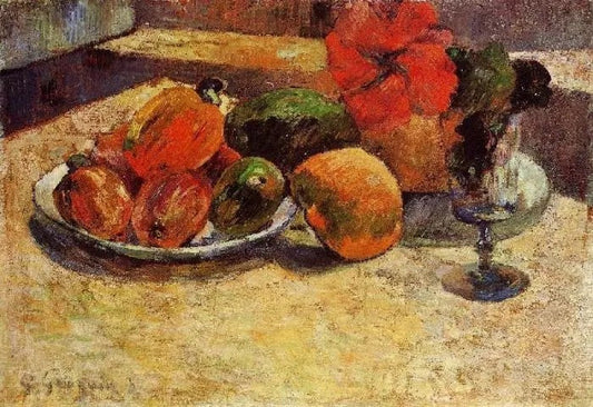 STILL LIFE WITH MANGOES AND HISBISCUS