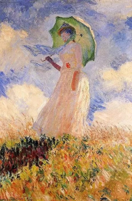 WOMAN WITH A PARASOL (STUDY OF A FIGURE OUTDOORS, FACING LEFT)
