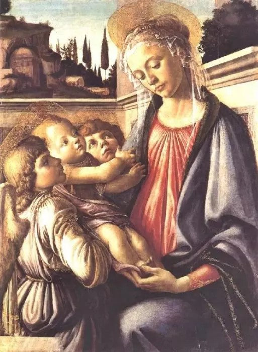 MADONNA AND CHILD AND TWO ANGELS