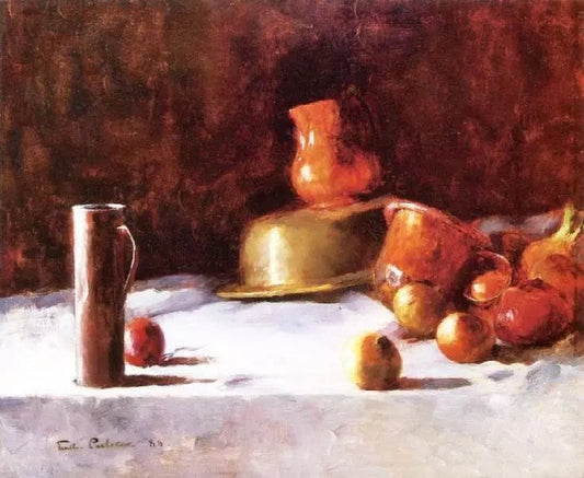 STILL LIFE WITH COPPER, BRASS AND ONIONS