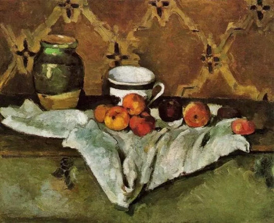 STILL LIFE WITH CUP, JAR AND APPLES