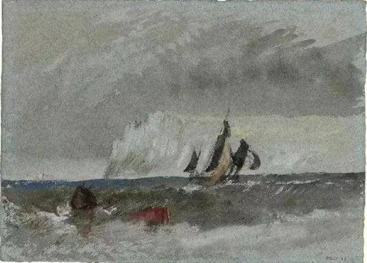 THE CAP DE LA HÉVE, WITH A VESSEL UNDER SAIL