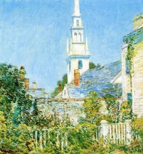 WHITE CHURCH AT NEWPORT (CHURCH IN A NEW ENGLAND VILLAGE)