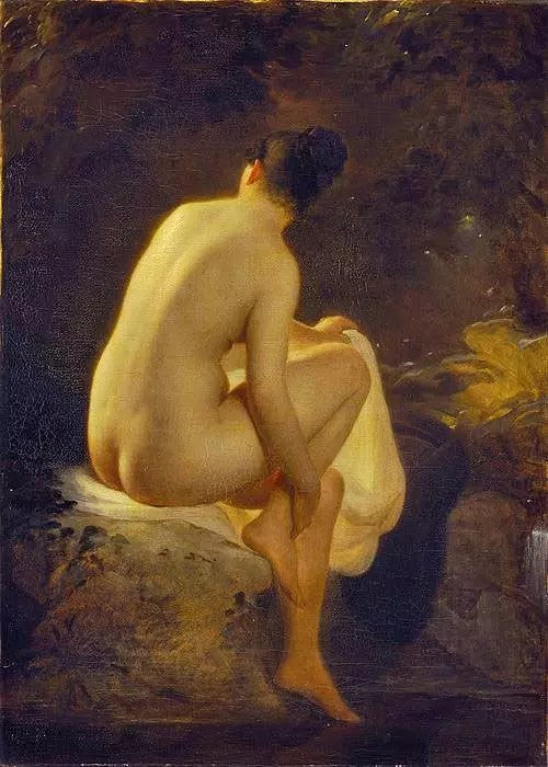A GIRL BATHING