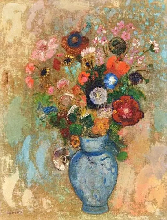 FLOWERS IN A BLUE VASE