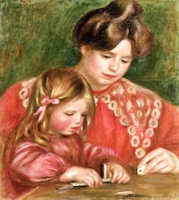 GABRIELLE AND COCO PLAYING DOMINOS