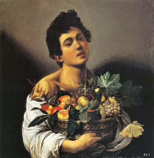 BOY WITH A BASKET OF FRUIT