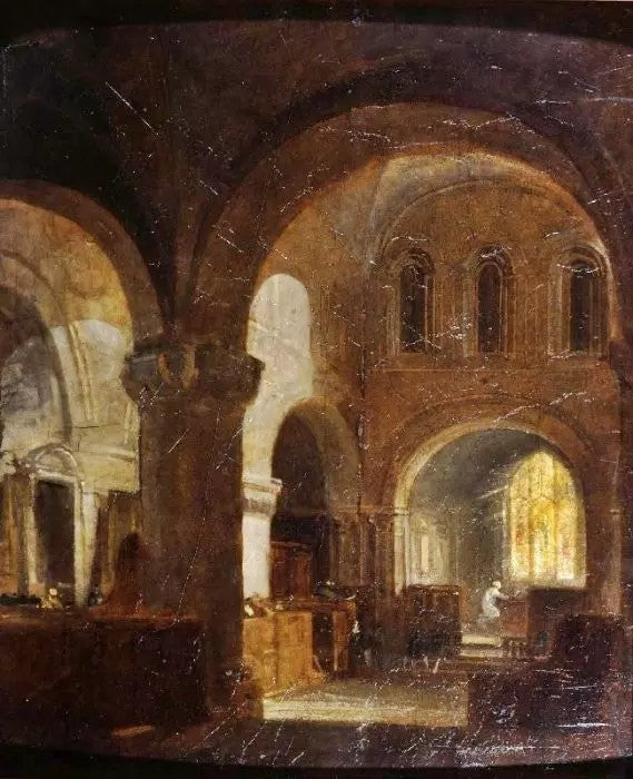 INTERIOR OF A ROMANESQUE CHURCH
