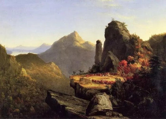 SCENE FROM ’THE LAST OF THE MOHICANS’: CORA KNEELING AT THE FEET OF TANEMUND