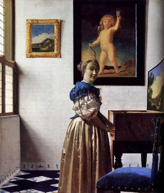 LADY STANDING AT A VIRGINAL