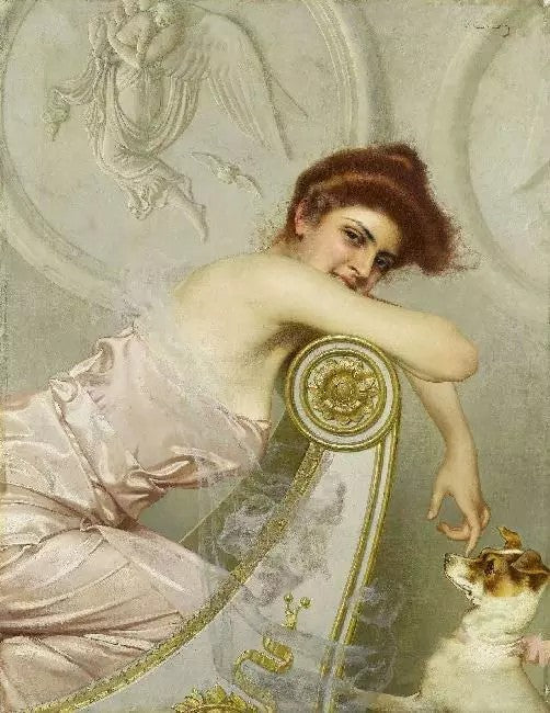 YOUNG GIRL WITH A DOG