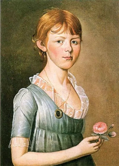 MISS PIKE HOLDING A ROSE