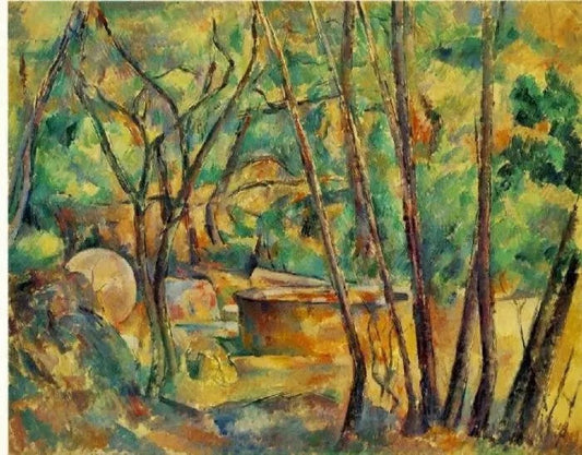 WELL, MILLSTONE AND CISTERN UNDER TREES (MEULE ET CITERNE SOUS BOIS)