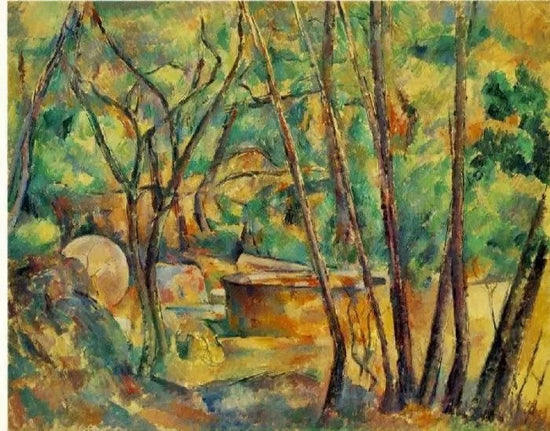 WELL, MILLSTONE AND CISTERN UNDER TREES (MEULE ET CITERNE SOUS BOIS)