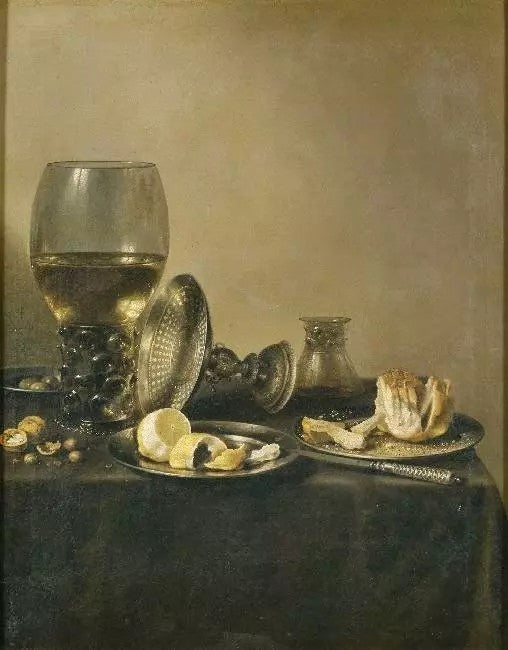 STILL LIFE WITH GOBLET, SILVER TUREEN AND BREAD