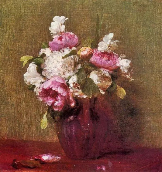 WHITE PEONIES AND ROSES, NARCISSUS