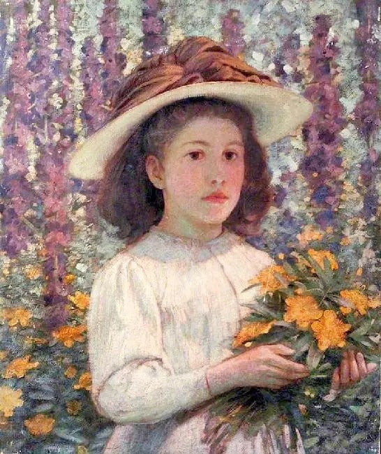 PORTRAIT OF A GIRL CARRYING ST JOHN’S WORT