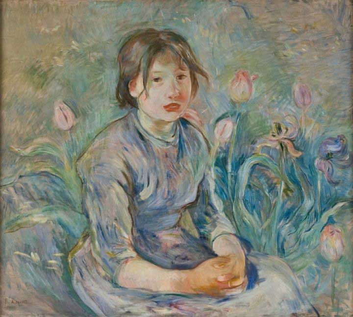 Peasant Girl Among Tulips by Berthe Morisot