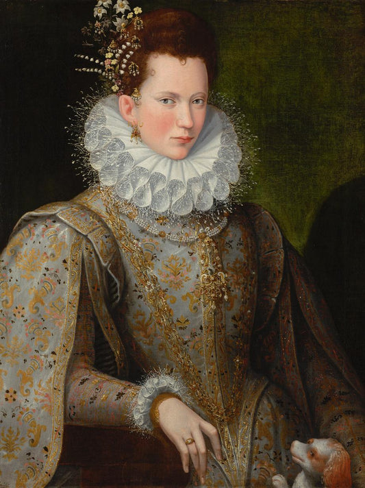PORTRAIT OF A LADY OF THE COURT WITH DOG