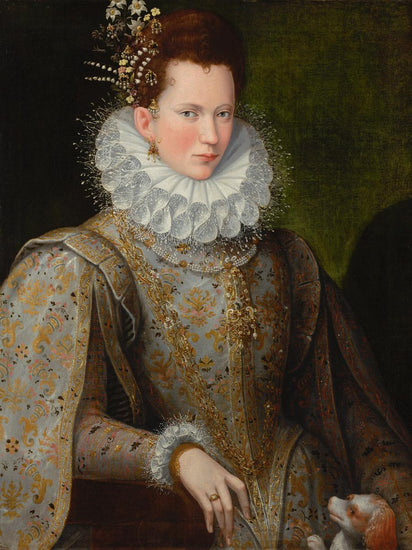 PORTRAIT OF A LADY OF THE COURT WITH DOG