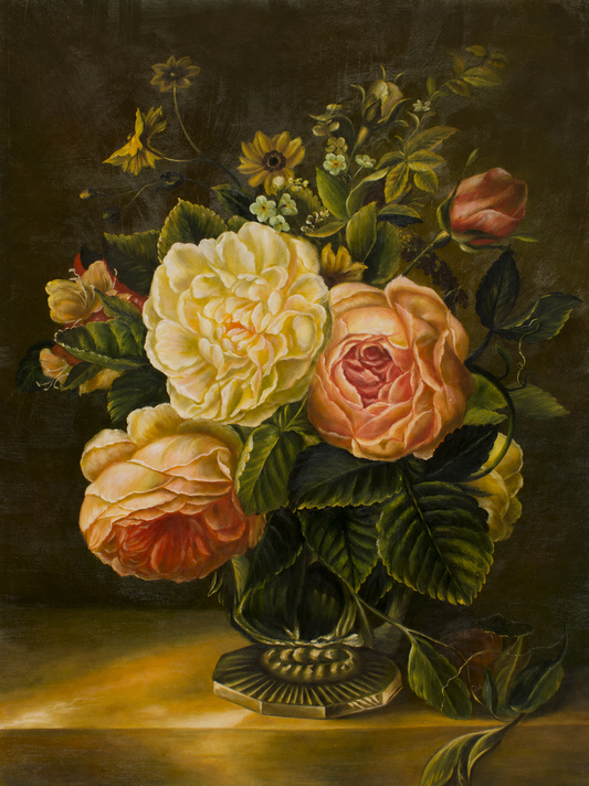 STILL-LIFE WITH FLOWERS IN A CRYSTAL VASE