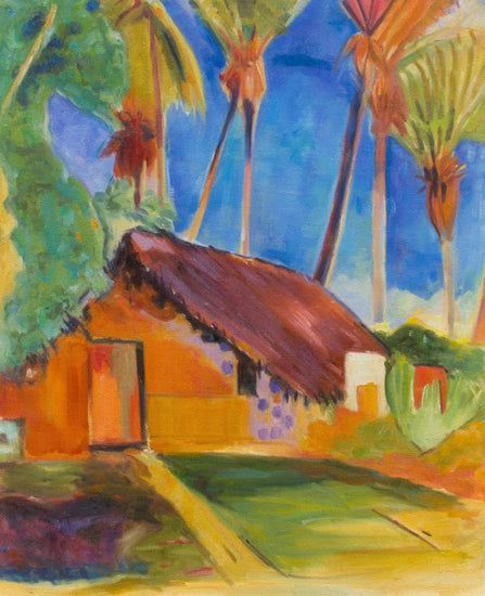 THATCHED HUT UNDER PALM TREES