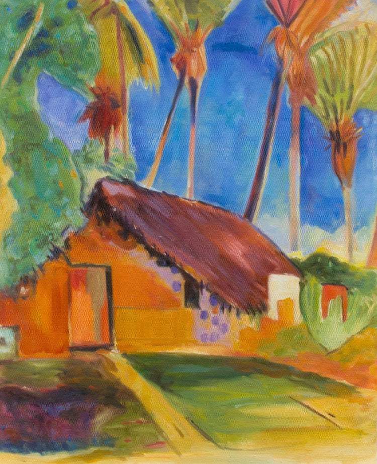 THATCHED HUT UNDER PALM TREES