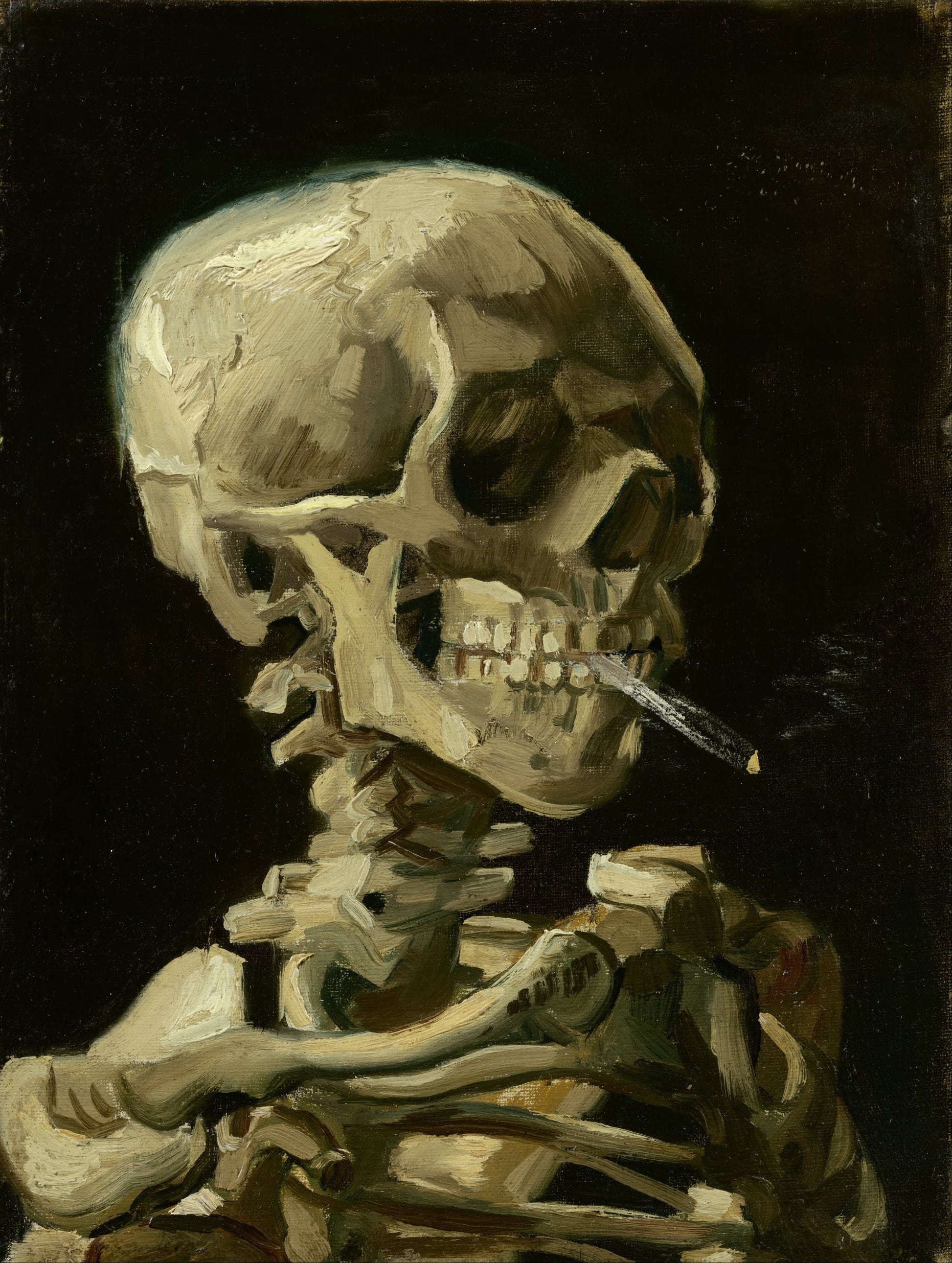 SKULL WITH BURNING CIGARETTE